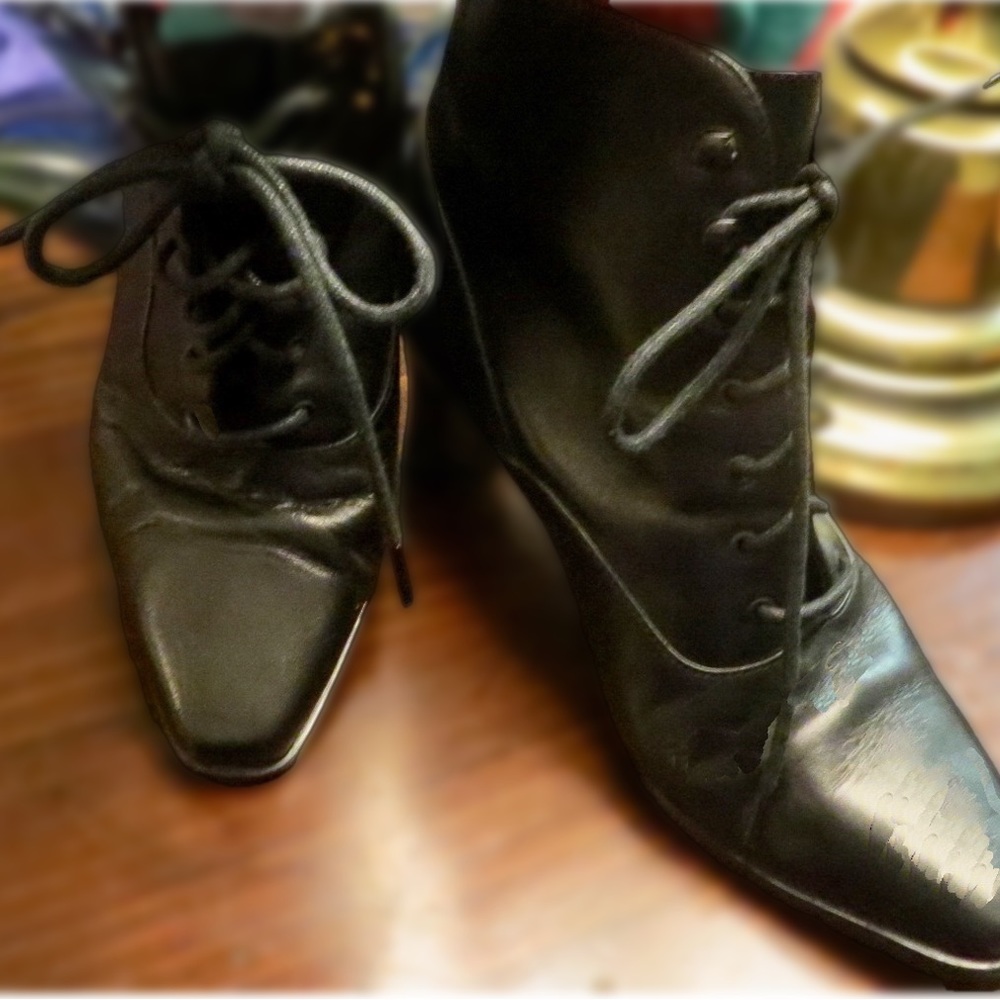 Black Leather Boots, Size 7M